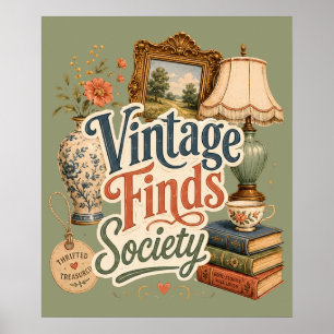 Vintage Finds Cottagecore Treasures Green Poster