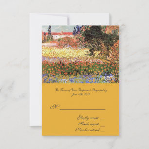 Vintage fine art Flowering Garden, RSVP wedding Card