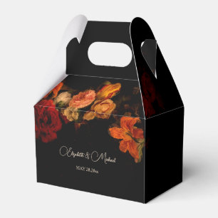 Vintage Fine Art Flowers Black Wedding Thank You Favour Box