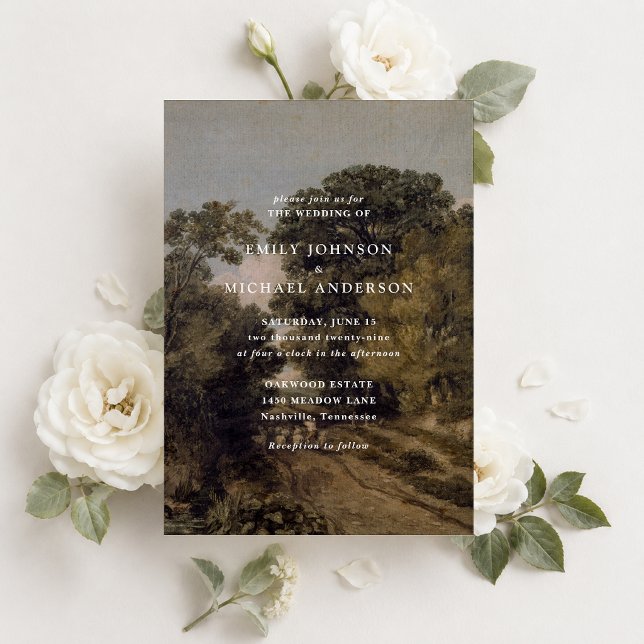 Vintage fine art, rustic landscape wedding  invitation (Creator Uploaded)