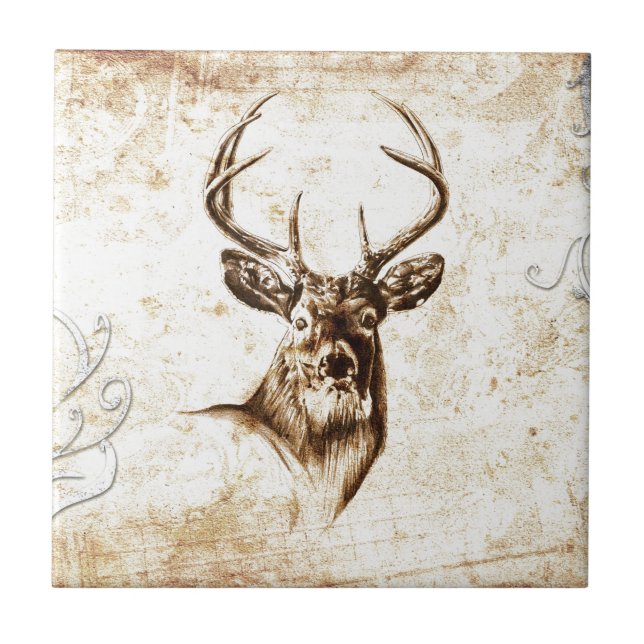 Vintage fineart F078 deer Tile (Front)
