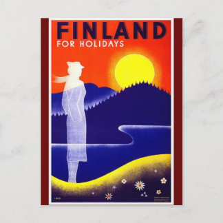 Vintage Finland Travel Poster Design Postcard