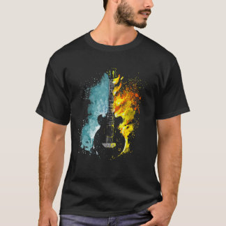 Vintage Fire And Water Guitar For Men Women Boys T-Shirt