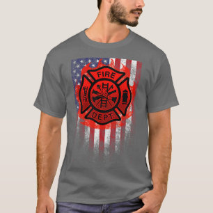 Vintage Fire Department Firefighter American Flag T-Shirt