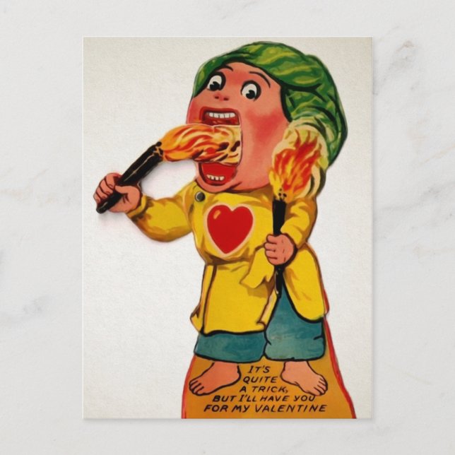 Vintage Fire Eater Valentine Postcard (Front)