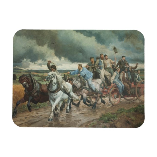 Vintage Fire Engine (by Eugène Burnand) Magnet (Horizontal)