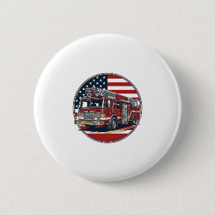 Vintage Fire Truck American Flag Circle Vector Shi 6 Cm Round Badge