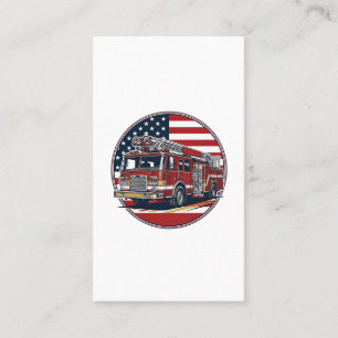 Vintage Fire Truck American Flag Circle Vector Shi Business Card