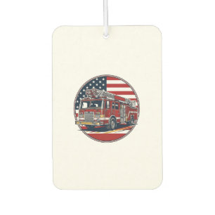 Vintage Fire Truck American Flag Circle Vector Shi Car Air Freshener