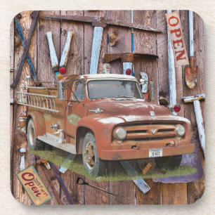 Vintage Fire Truck Antique Tools Coaster
