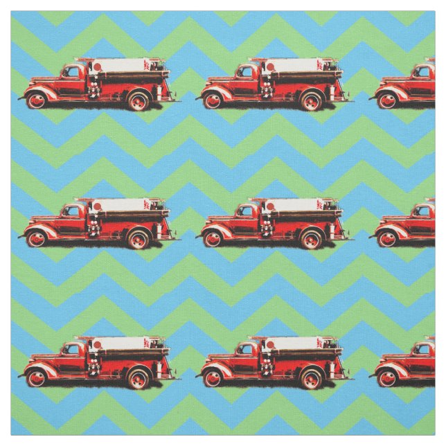 Vintage Fire Truck Fabric (Swatch)
