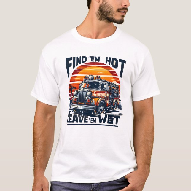 Vintage Fire Truck Sunset Graphic T-Shirt (Front)