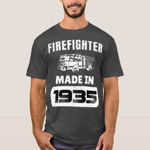 Vintage Firefighter Born In 1935 88 Years Old Fath T-Shirt