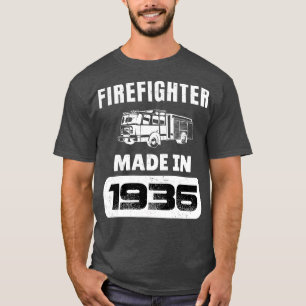 Vintage Firefighter Born In 1936 87 Years Old Fath T-Shirt