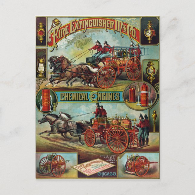 Vintage Firefighter Fire Extinguisher Advertising Postcard (Front)