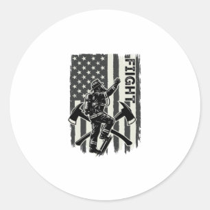 Vintage Firefighter Flag Fight Shirt Design_1 Classic Round Sticker