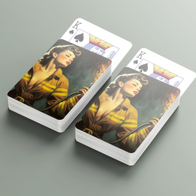 Vintage Firefighter Pin Up Playing Cards (Creator Uploaded)