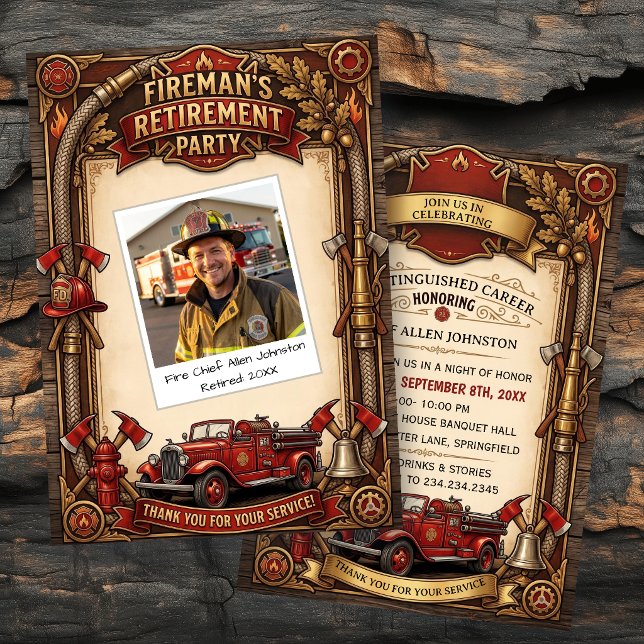 Vintage Firefighter Retirement Party  Invitation (Creator Uploaded)