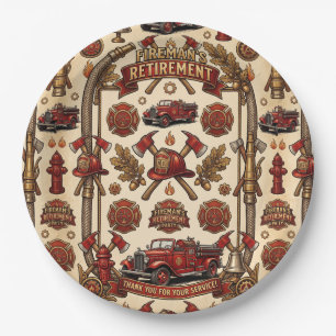 Vintage Firefighter Retirement Party Paper Plate