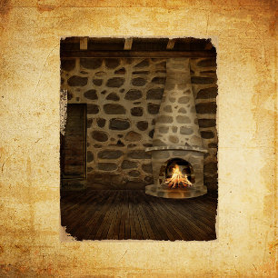 Vintage Fireplace Decoupage Tissue Paper