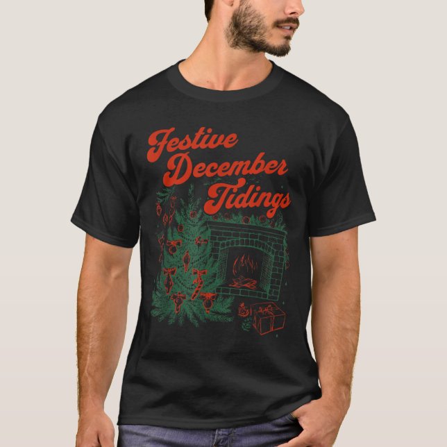 Vintage Fireplace Subtle Festive December Tidings  T-Shirt (Front)