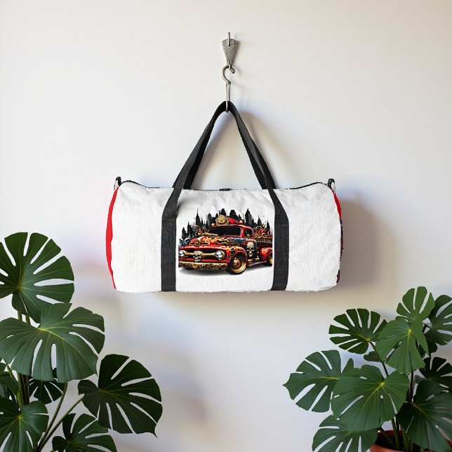 Vintage Firetruck American Flag Hero Duffle Bag (Creator Uploaded)