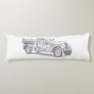 vintage firetruck pencil sketch fireman drawing body cushion