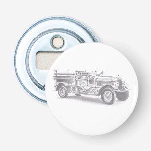 vintage firetruck pencil sketch fireman drawing bottle opener