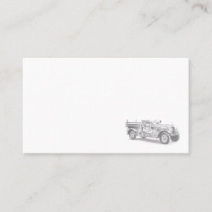 vintage firetruck pencil sketch fireman drawing business card