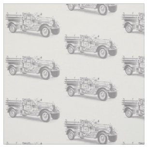vintage firetruck pencil sketch fireman drawing   fabric