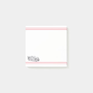 vintage firetruck pencil sketch fireman drawing  post-it notes