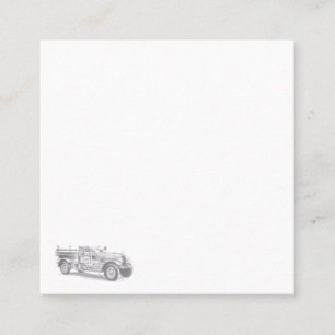 vintage firetruck pencil sketch fireman drawing  square business card