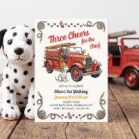Vintage Firetruck Three Cheers 3rd Birthday