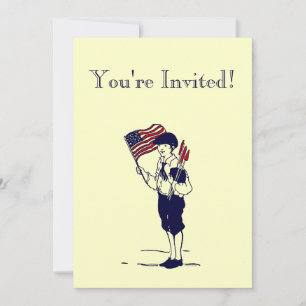 Vintage Fireworks and Flag Custom Invitation