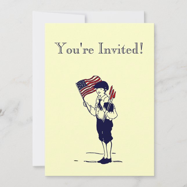 Vintage Fireworks and Flag Custom Invitation (Front)