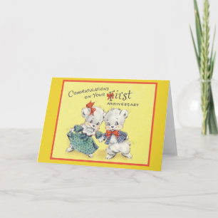Vintage First Anniversary Greeting Card