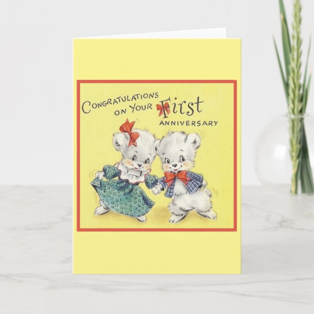 Vintage First Anniversary Greeting Card (Front)