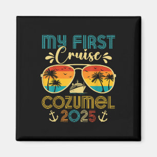 Vintage First Cruise Cozumel 2025 Family Matching Magnet