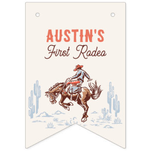 Vintage First Rodeo Cowboy 1st Birthday Bunting