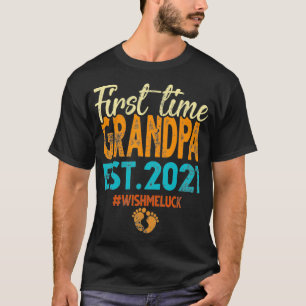 Vintage First Time Grandpa Est 2021 Gifts  T-Shirt
