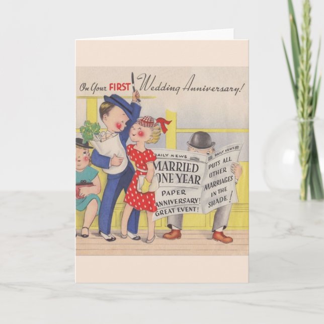 Vintage First Wedding Anniversary Card (Front)