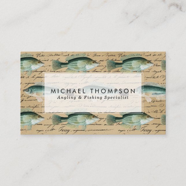 vintage fish angling business card (Front)