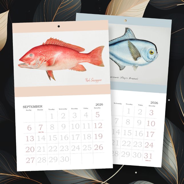 Vintage Fish Art Any Year Calendar (Creator Uploaded)