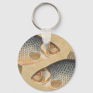 Vintage Fish Artwork Drawing Key Ring