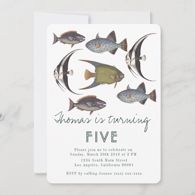 Vintage Fish Birthday Invitation (Front)