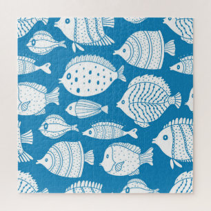 Vintage Fish: Decorative Illustration Set. Jigsaw Puzzle