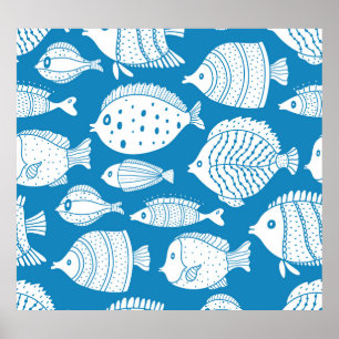 Vintage Fish: Decorative Illustration Set. Poster