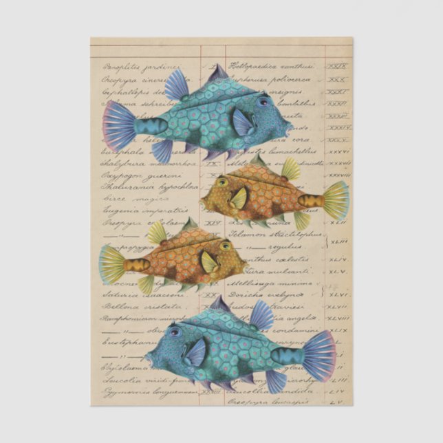 Vintage Fish decoupage Tissue Paper (Front)