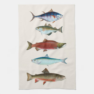 Vintage Fish Illustrations Tea Towel