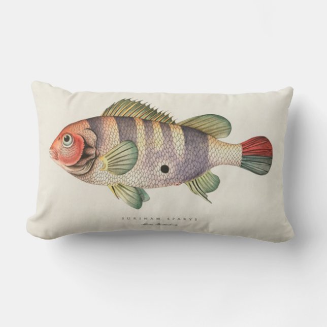 Vintage Fish Image Pillow (Front)